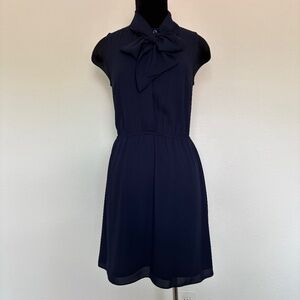 Aritzia Sunday Best Veronica Navy Pussybow Shirt Dress
